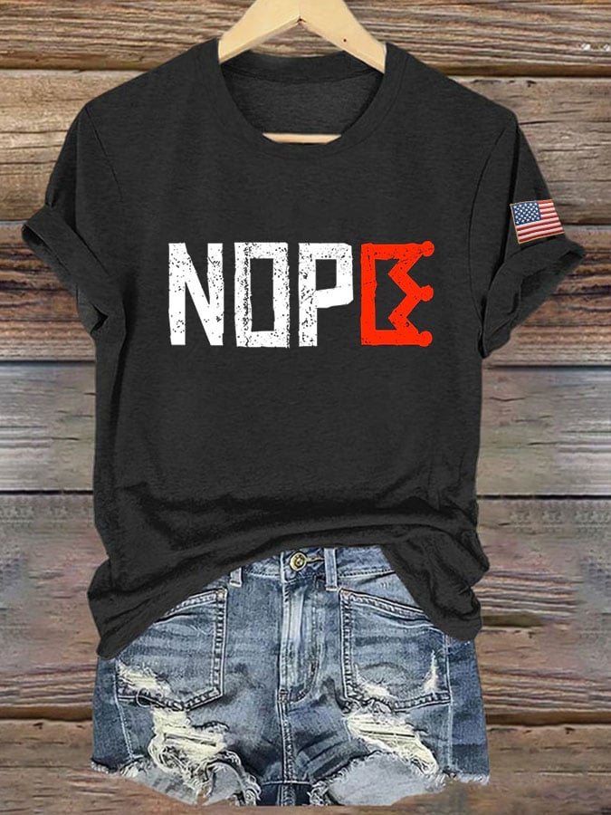 Women's Retro No Kings Nope Protest Print Short Sleeve T-Shirt