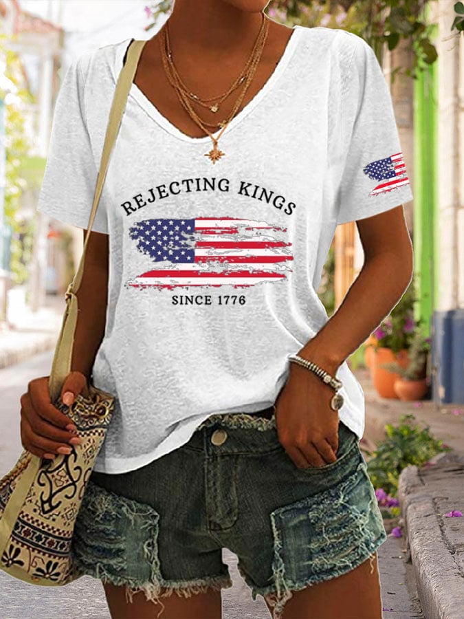 Women's Rejecting Kings Since 1776 Print Short Sleeve T-Shirt