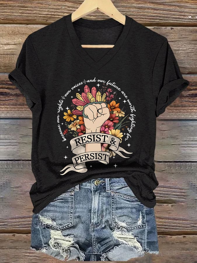 Women's casual FDT feminist print T-shirt