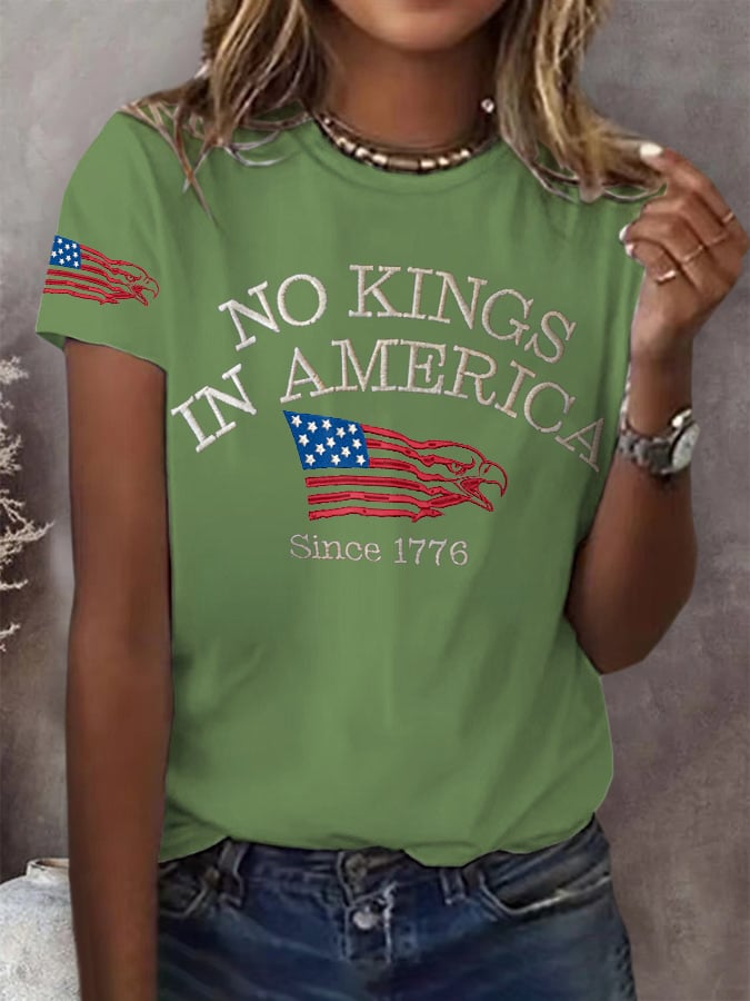 Retro Retro No Kings In America Since 1776 Print T-Shirt