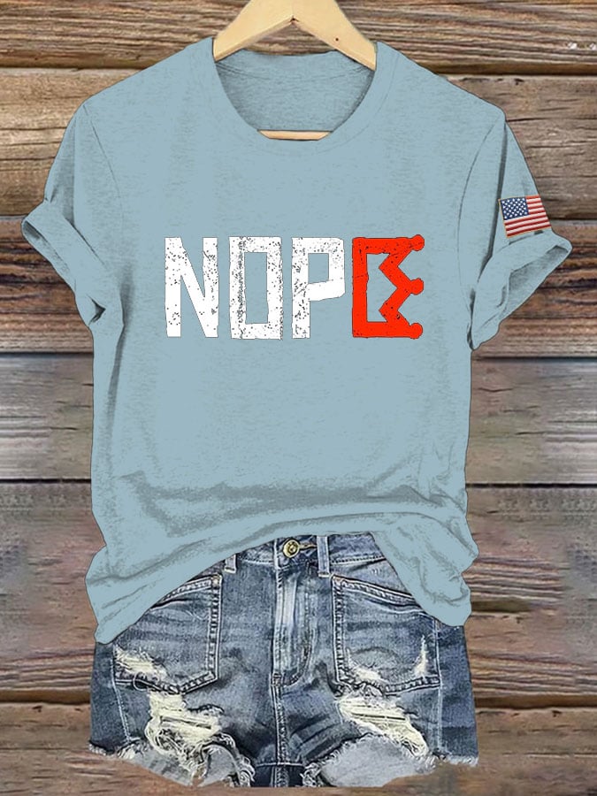 Women's Retro No Kings Nope Protest Print Short Sleeve T-Shirt
