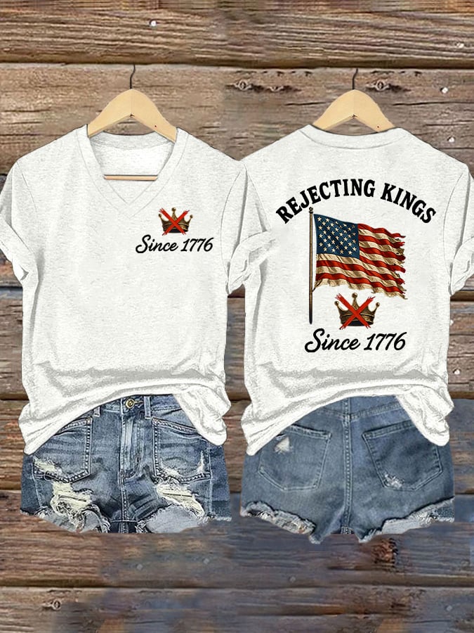 Women's FDT REJECTING KINGS SINCE 1776 Printed Casual T-shirt