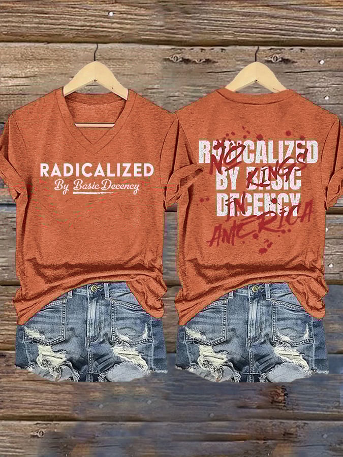 Women's Fashion Casual Radicalized By Basic Decency Printed Fdt Short-Sleeved T-Shirt