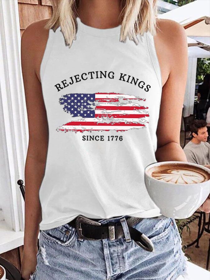 Women's Rejecting Kings Since 1776 Print Casual Tank Top