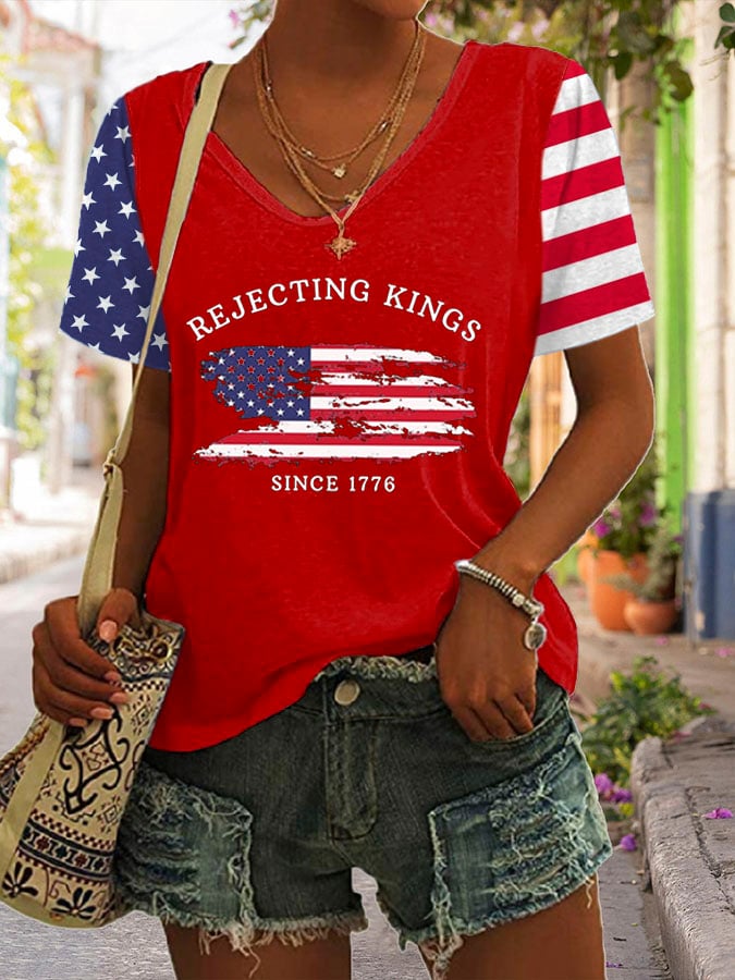 Women's Rejecting Kings Since 1776 Print Short Sleeve T-Shirt