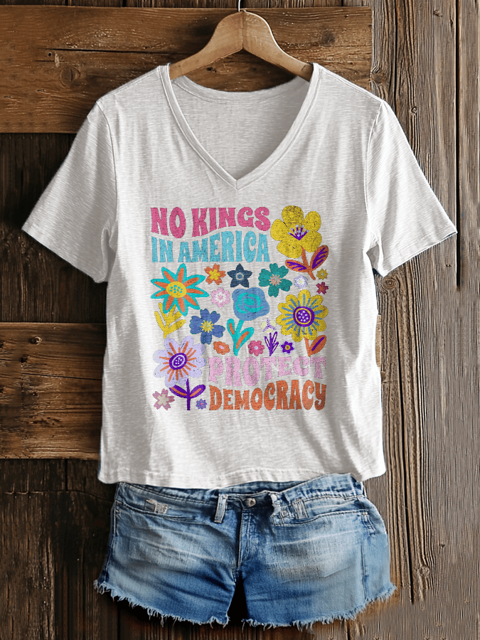 Women's No Kings In America Printed Casual T-Shirt