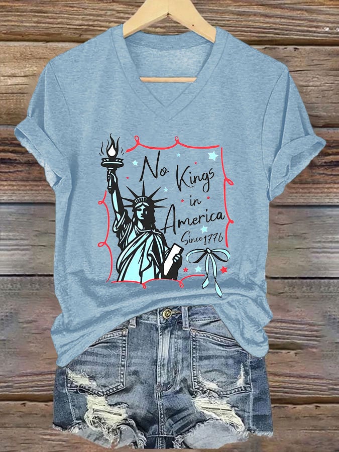 Women's No Kings In America Printed Casual T-Shirt