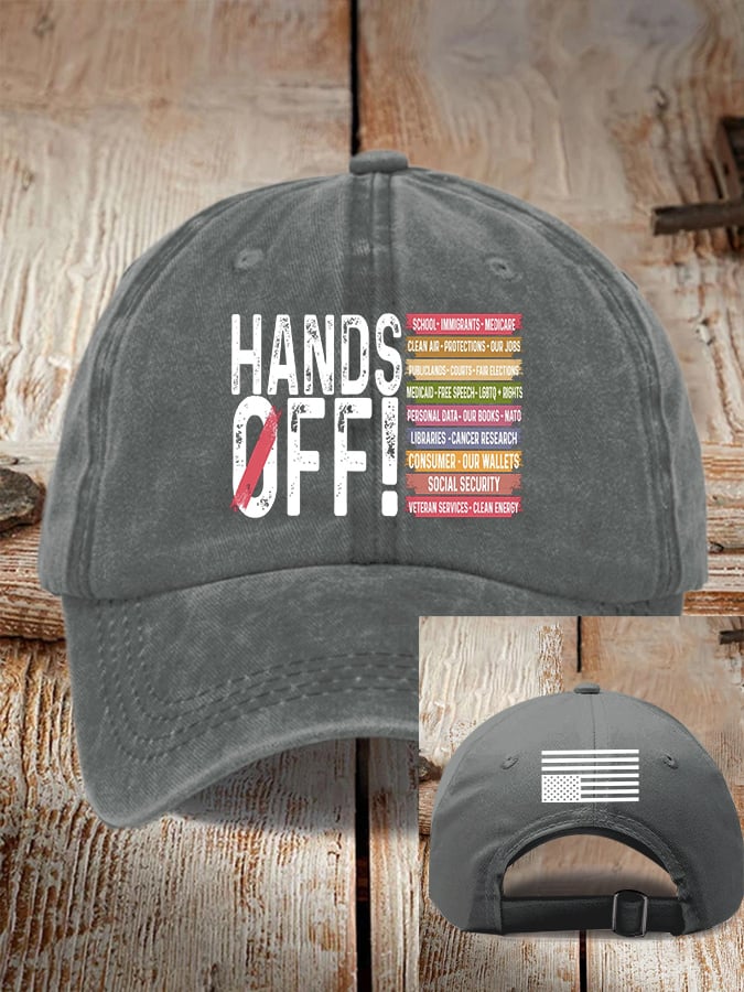 Unisex Retro Hands Off Protest Printed Baseball Cap