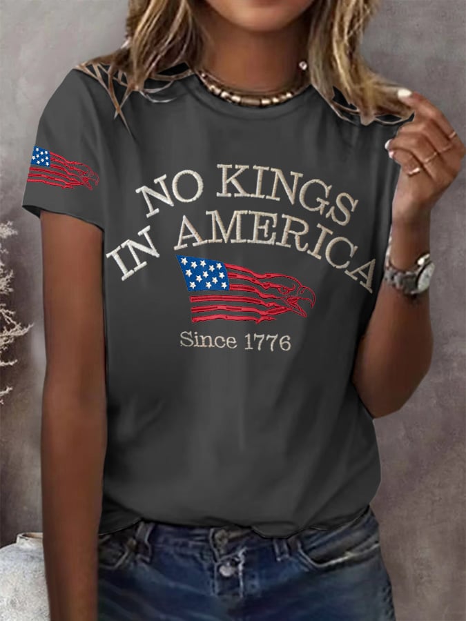 Retro Retro No Kings In America Since 1776 Print T-Shirt