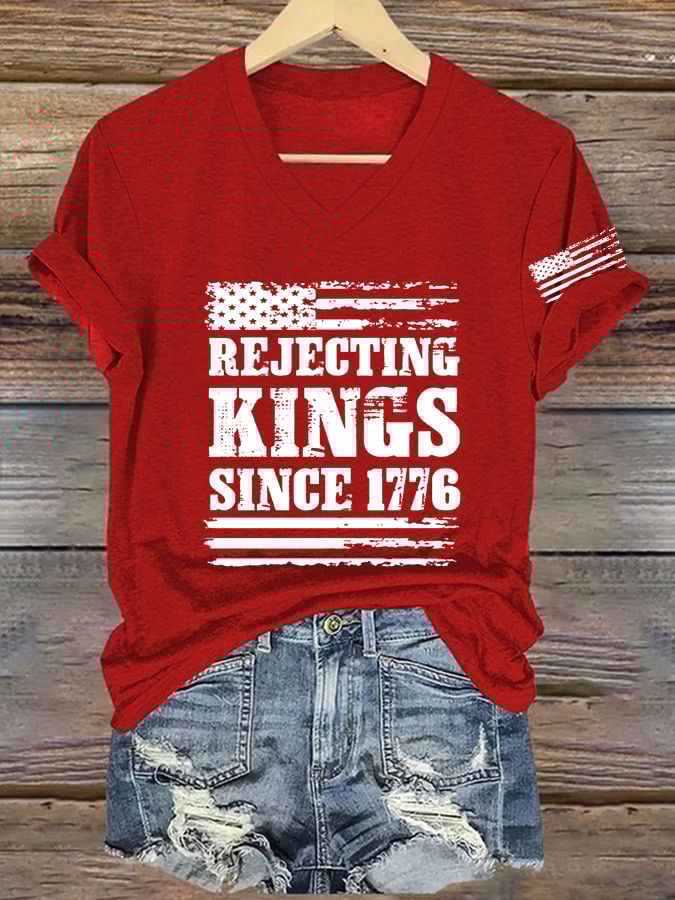 Women's Rejecting Kings Since 1776 Printed Casual T-Shirt