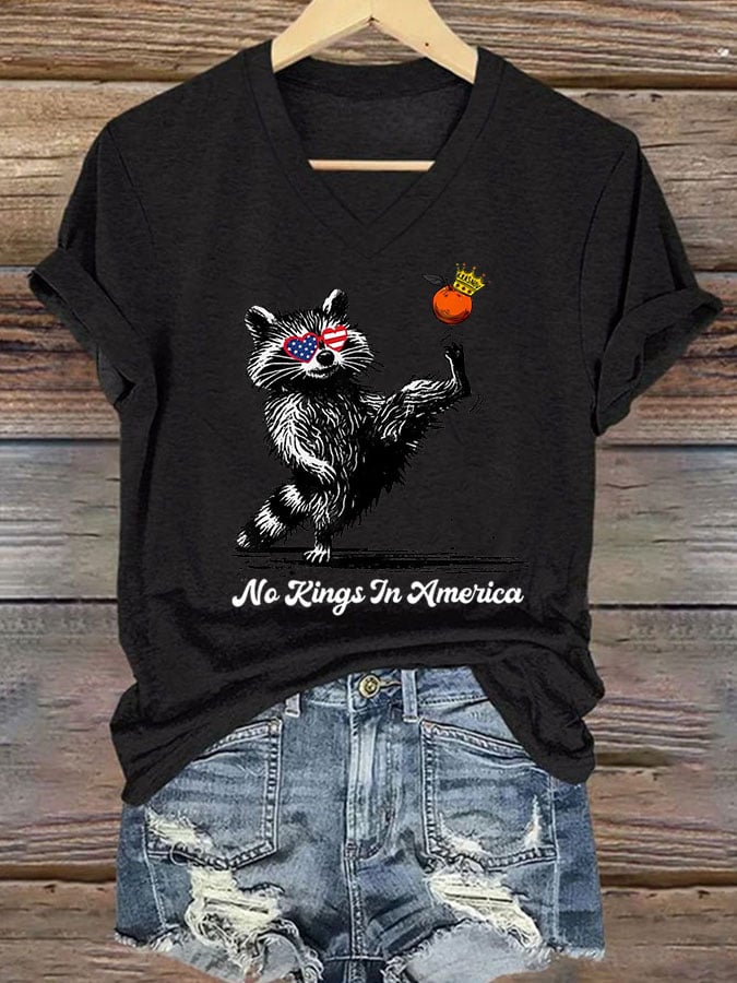 Women's Independence Day FDT NO KINGS IN AMERICA Printed Casual T-Shirt