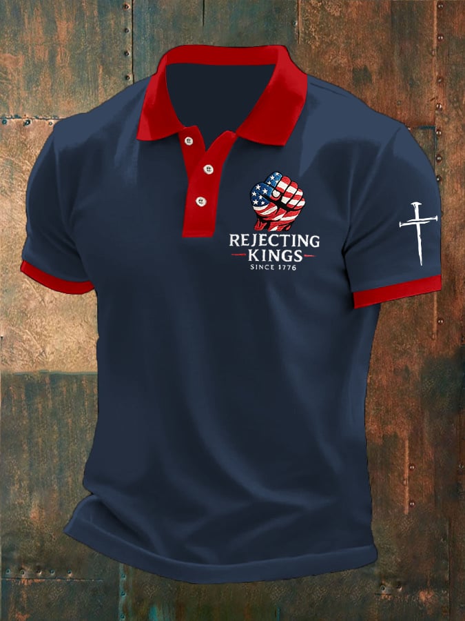 Men's “Rejecting Kings Since 1776” Print Casual Polo