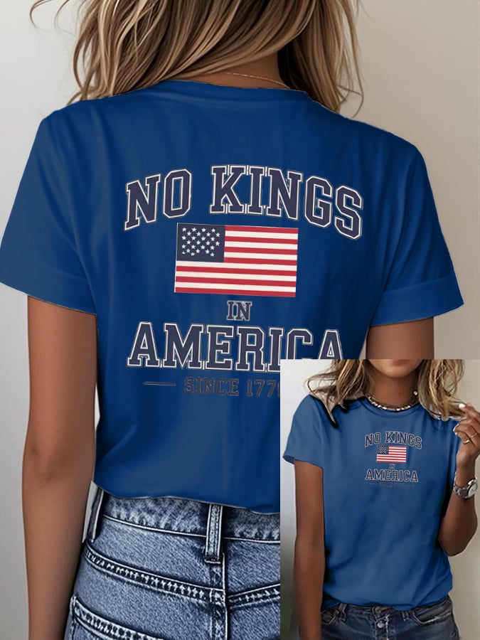 Women's casual retro reject the king print T-shirt