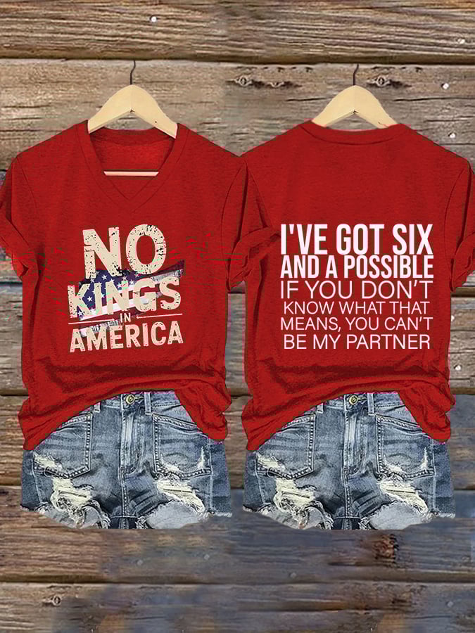 Women's  No Kings Printed Casual T-Shirt