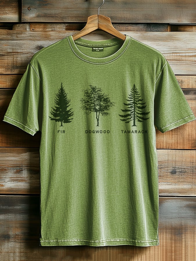 Women's fashion casual retro FDT tree T-shirt