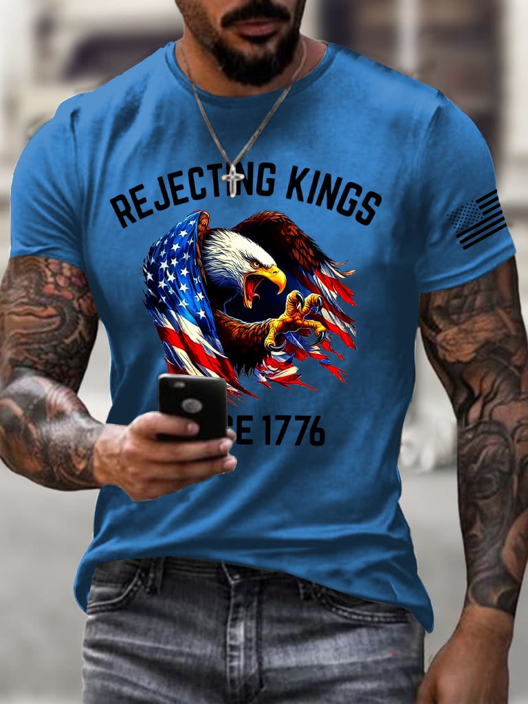 Men's Rejecting Kings Since 1776 Printed Casual T-Shirt