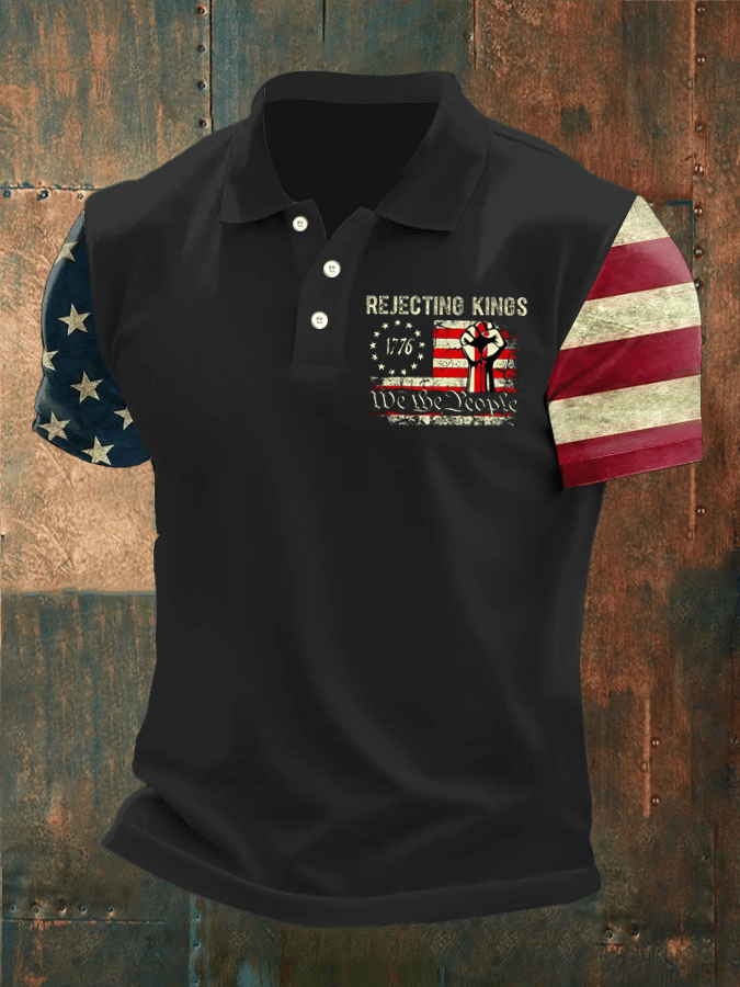 Men's Rejecting Kings Print Casual Polo Shirt