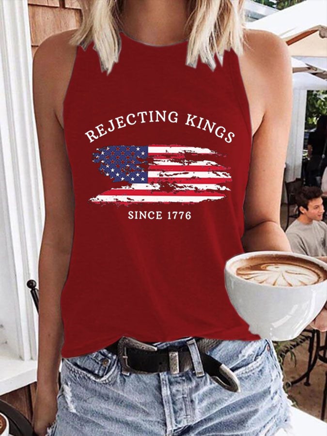 Women's Rejecting Kings Since 1776 Print Casual Tank Top