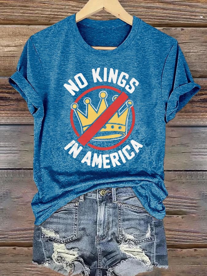 Women's No Kings In America Print Casual T-Shirt