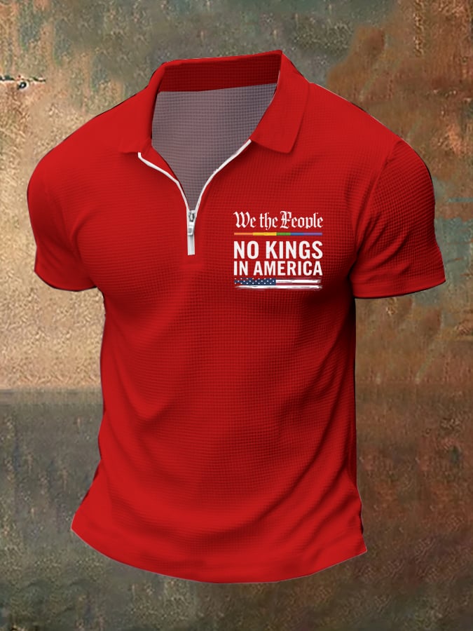 Men's Fashion Casual American Kingless Print Waffle Polo