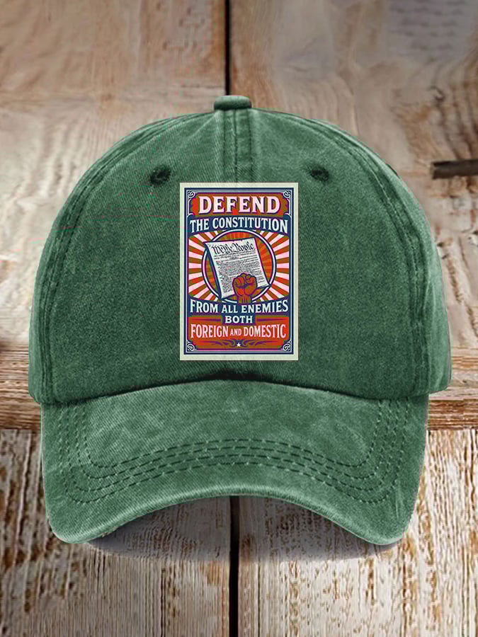 Retro Defend The Constitution From All Enemies Both Foreign And Domestic Print Baseball Cap