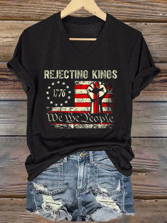 Women's Rejecting Kings Since 1776 Printed Casual T-Shirt