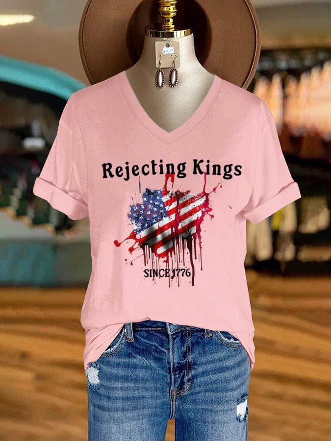 Women's Fashion Casual Reject The King Print T-Shirt