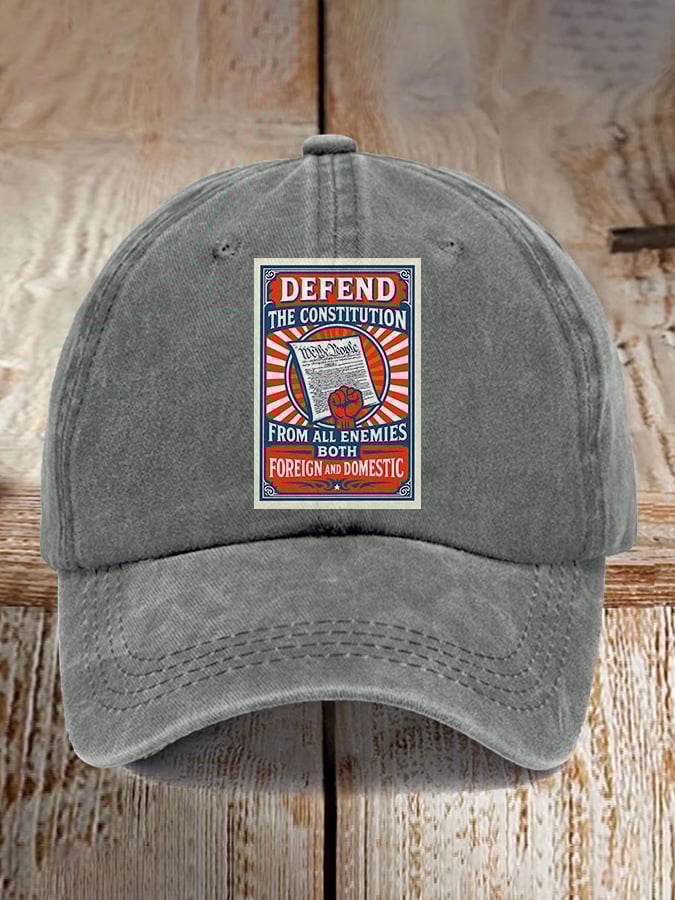 Retro Defend The Constitution From All Enemies Both Foreign And Domestic Print Baseball Cap