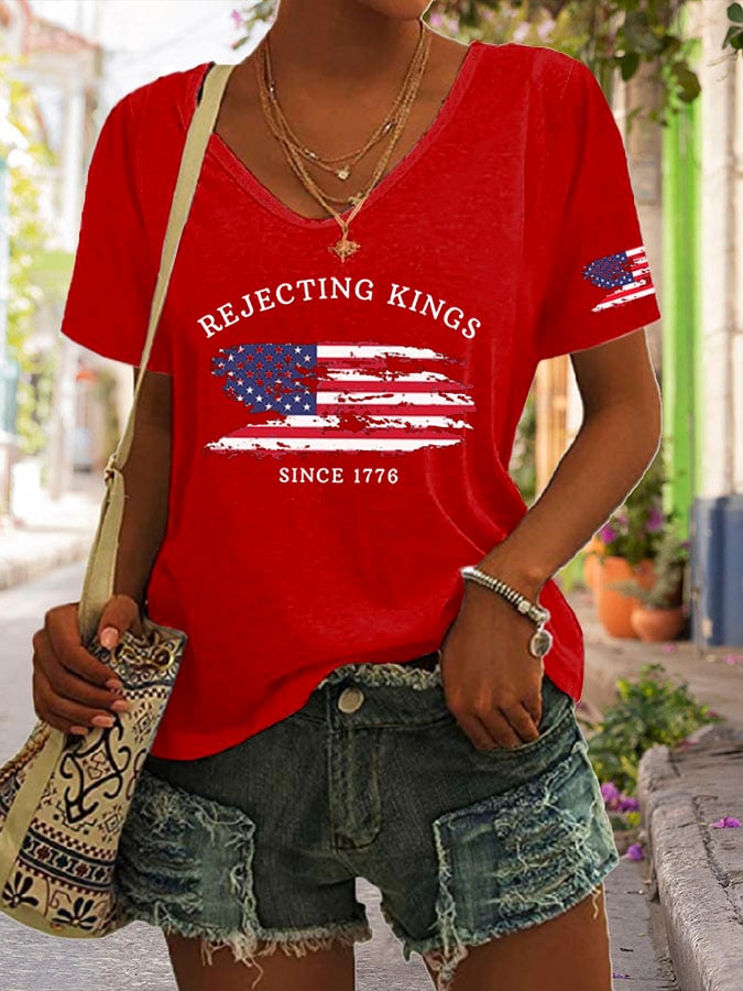 Women's Rejecting Kings Since 1776 Print Short Sleeve T-Shirt