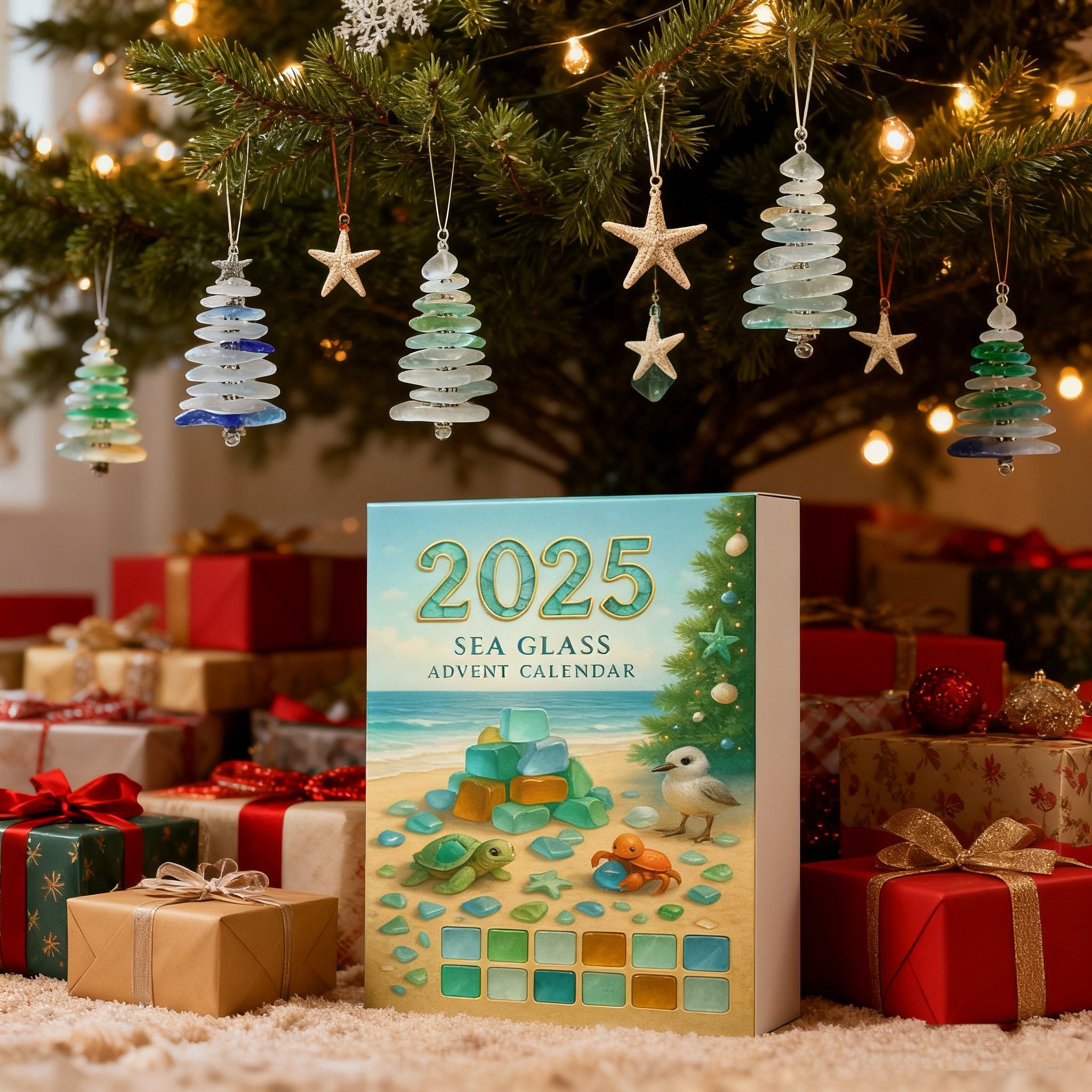 🌊🎄Sea Glass Christmas Tree Advent Calendar-2D Acrylic Christmas Tree Countdown Calendar