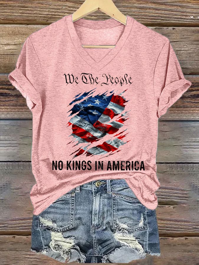Women's No Kings In America Printed Casual T-Shirt