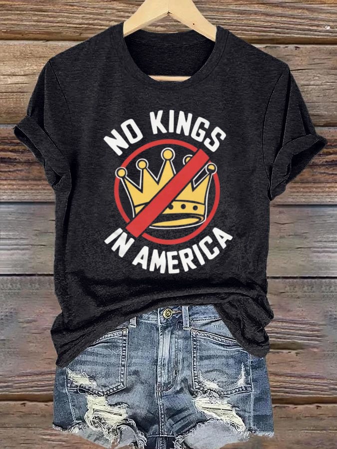 Women's No Kings In America Print Casual T-Shirt