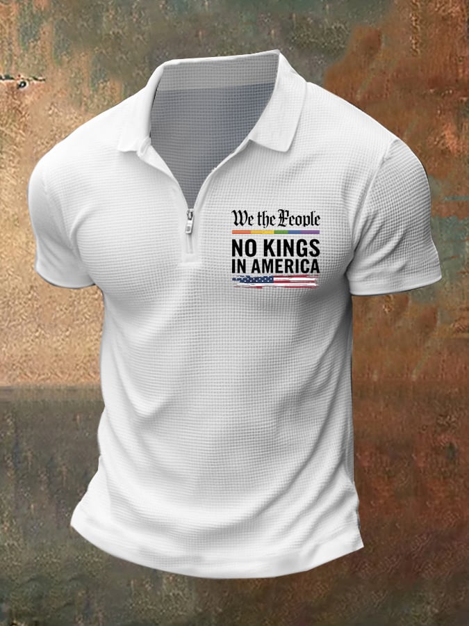 Men's Fashion Casual American Kingless Print Waffle Polo
