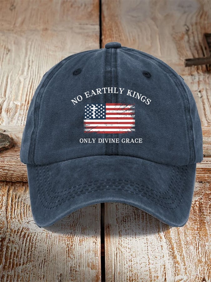 Unisex No Earthly Kings Only Divine Grace Print Baseball Cap