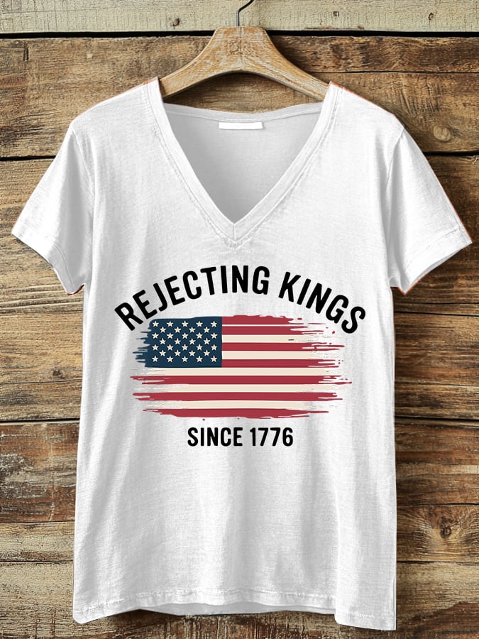 Women's casual retro reject the king print T-shirt