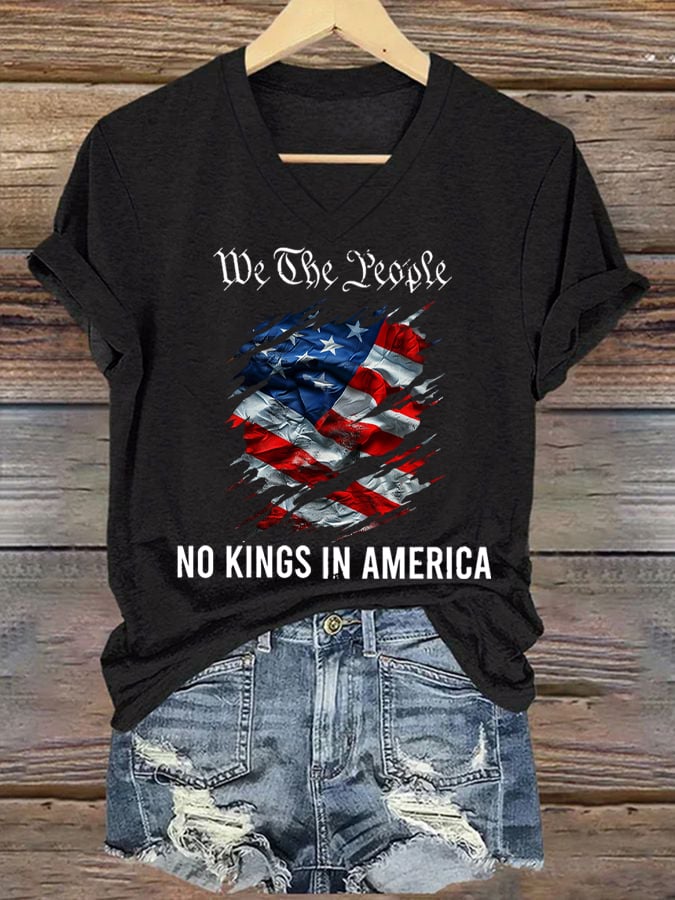 Women's No Kings In America Printed Casual T-Shirt