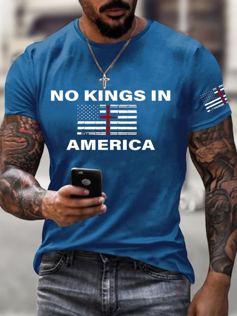 Men's No Kings In America Printed Casual T-Shirt