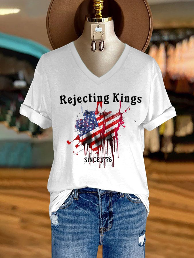 Women's Fashion Casual Reject The King Print T-Shirt
