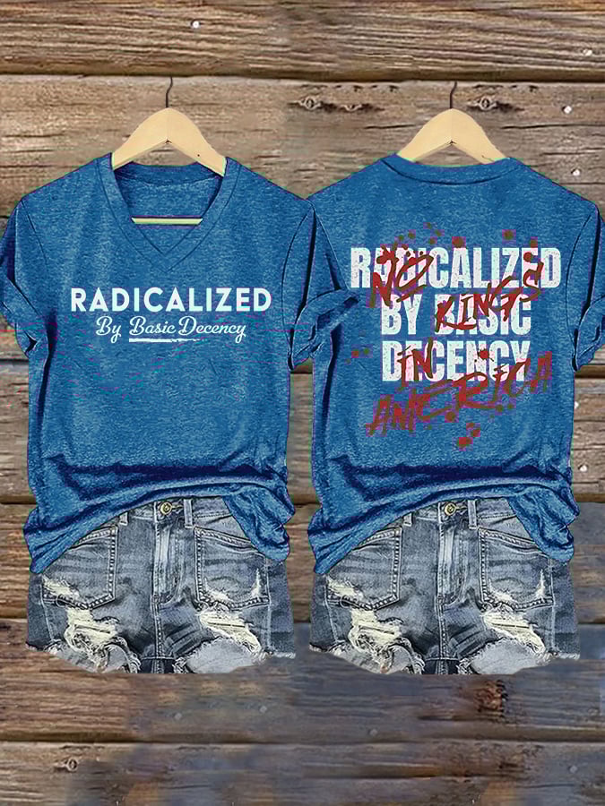 Women's Fashion Casual Radicalized By Basic Decency Printed Fdt Short-Sleeved T-Shirt