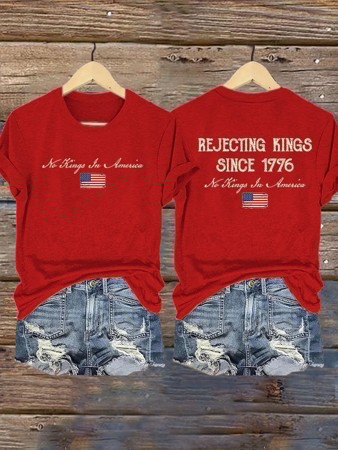 Women's FDT REJECTING KINGS SINCE 1776 Printed Casual T-shirt