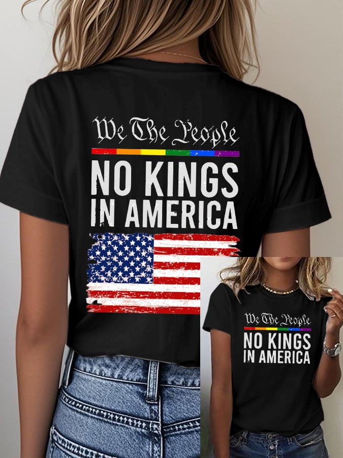 Women's casual retro reject the king print T-shirt