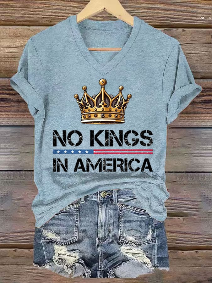 Women's No Kings In America Printed Casual T-Shirt