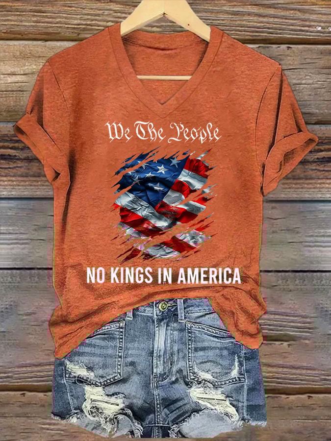 Women's No Kings In America Printed Casual T-Shirt