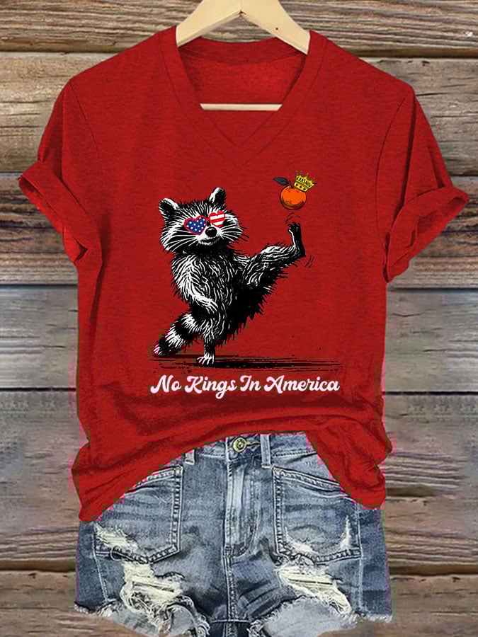 Women's Independence Day FDT NO KINGS IN AMERICA Printed Casual T-Shirt