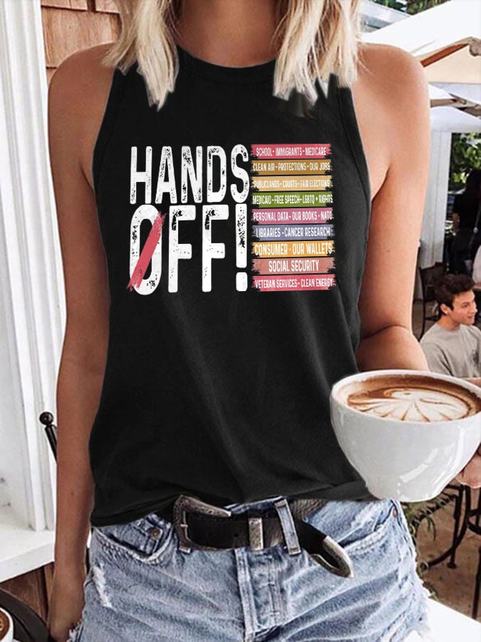Women's Retro Hands Off Protest Print Tank Top