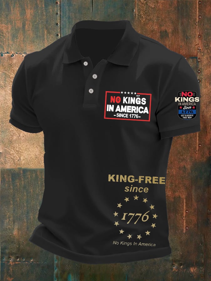 Men'S No Kings In America Print Polo Shirt