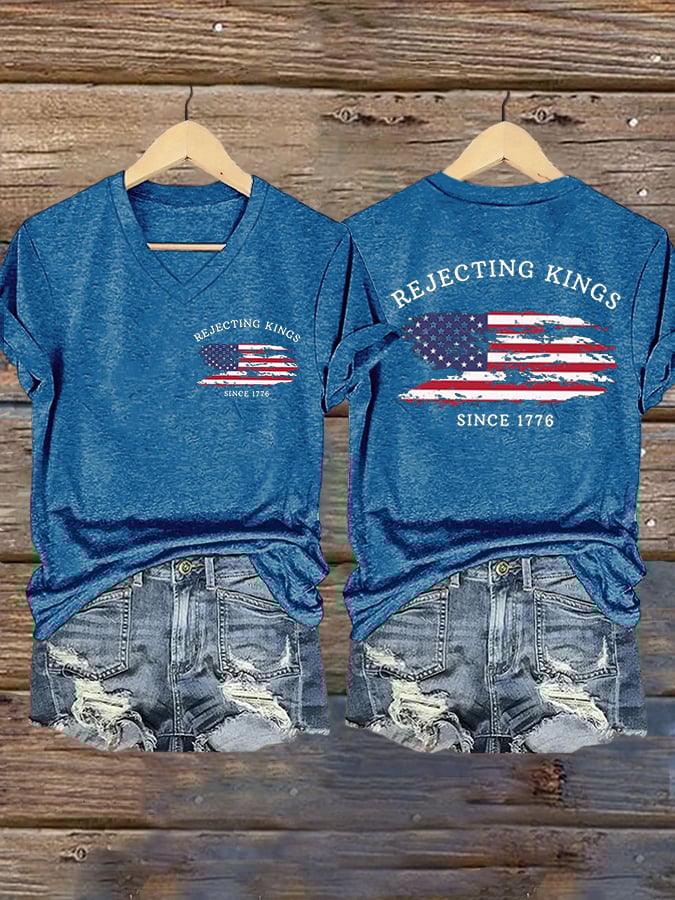 Women's “ Rejecting Kings Since 1776” V-neck T-shirt
