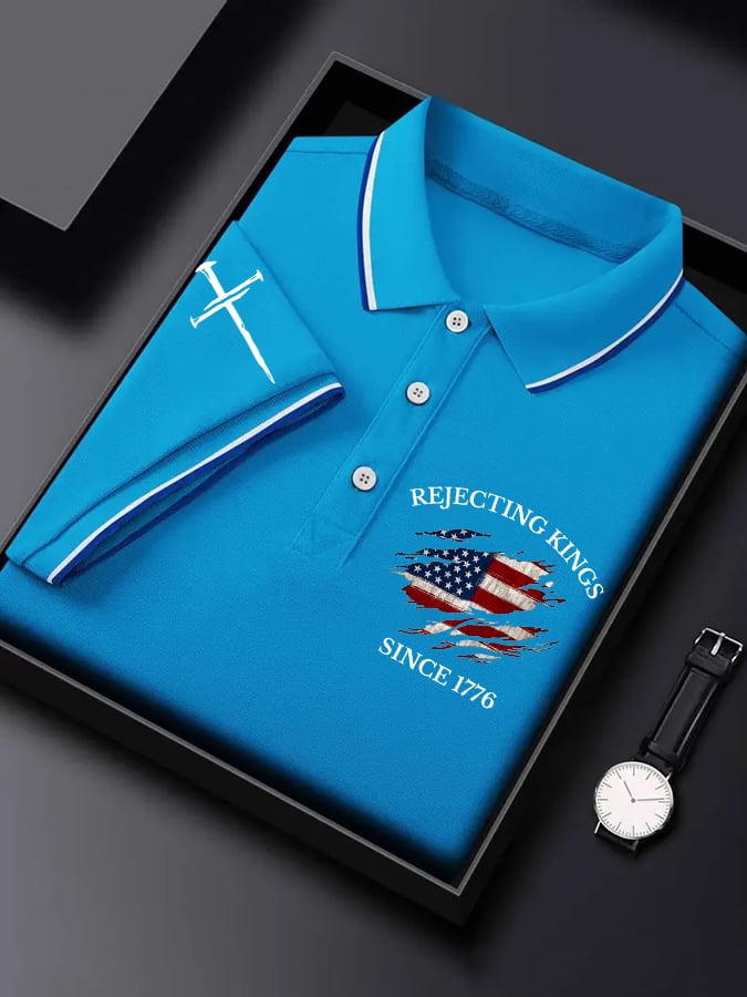 Men's “Rejecting Kings Since 1776” Print Casual Polo