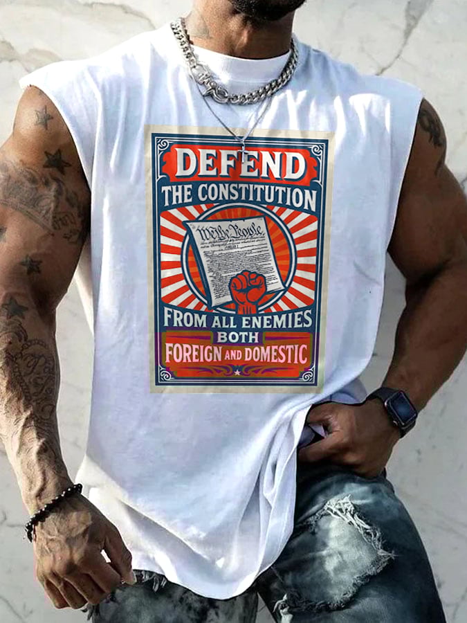 Retro Defend The Constitution From All Enemies Both Foreign And Domestic Print Tops Tank