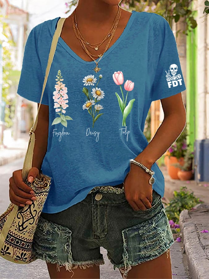 Women's Casual Retro Purple Art Print Cotton And Linen Shirt